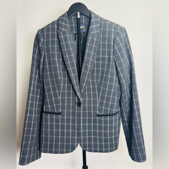 Tommy Hilfiger Jackets & Blazers - Tommy Hilfiger Plaid Blazer Gray Windowpane Elbow Patches Size 8